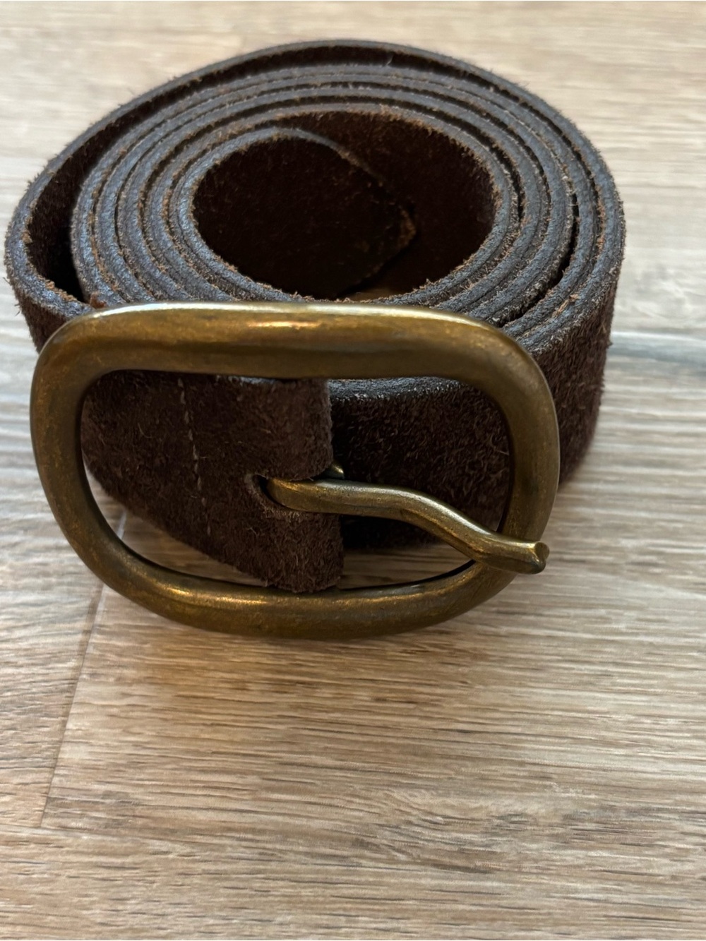 G.H. Bass Women’s Brown Suede Leather Belt Brass Buckle Large